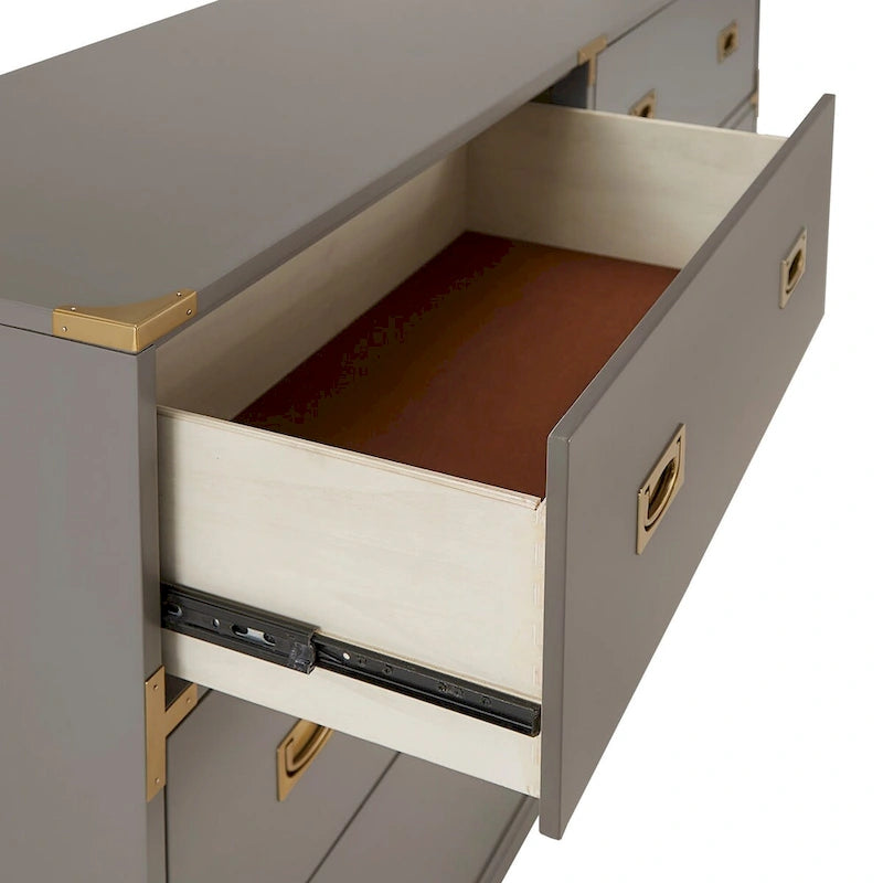 Commode 6 tiroirs avec détails dorés