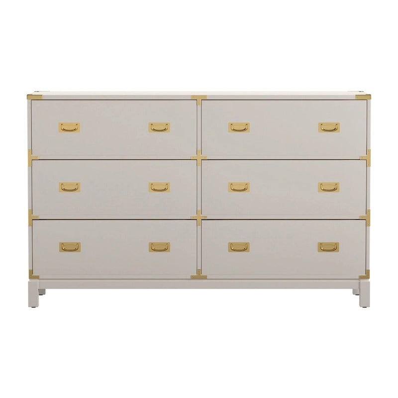 Commode 6 tiroirs avec détails dorés