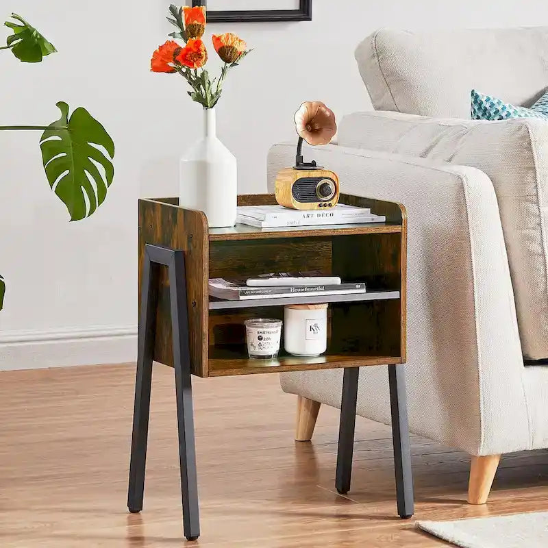 Ensemble de chambre à coucher 3 pièces avec cadre de lit plateforme noir et ensemble de 2 tables de chevet