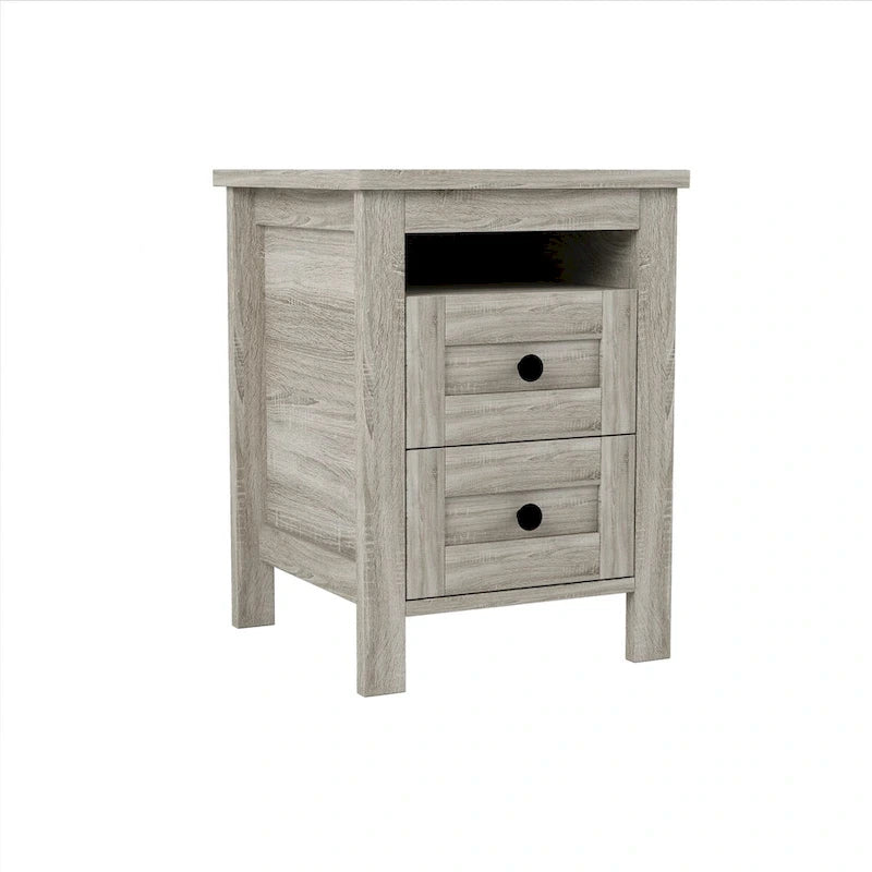 Ensembles de chambre à coucher 3 pièces Lit plateforme queen size avec table de chevet et commode de rangement