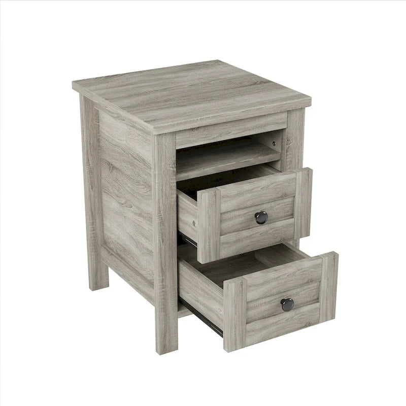 Ensembles de chambre à coucher 3 pièces Lit plateforme queen size avec table de chevet et commode de rangement