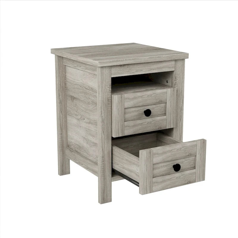 Ensembles de chambre à coucher 3 pièces Lit plateforme queen size avec table de chevet et commode de rangement