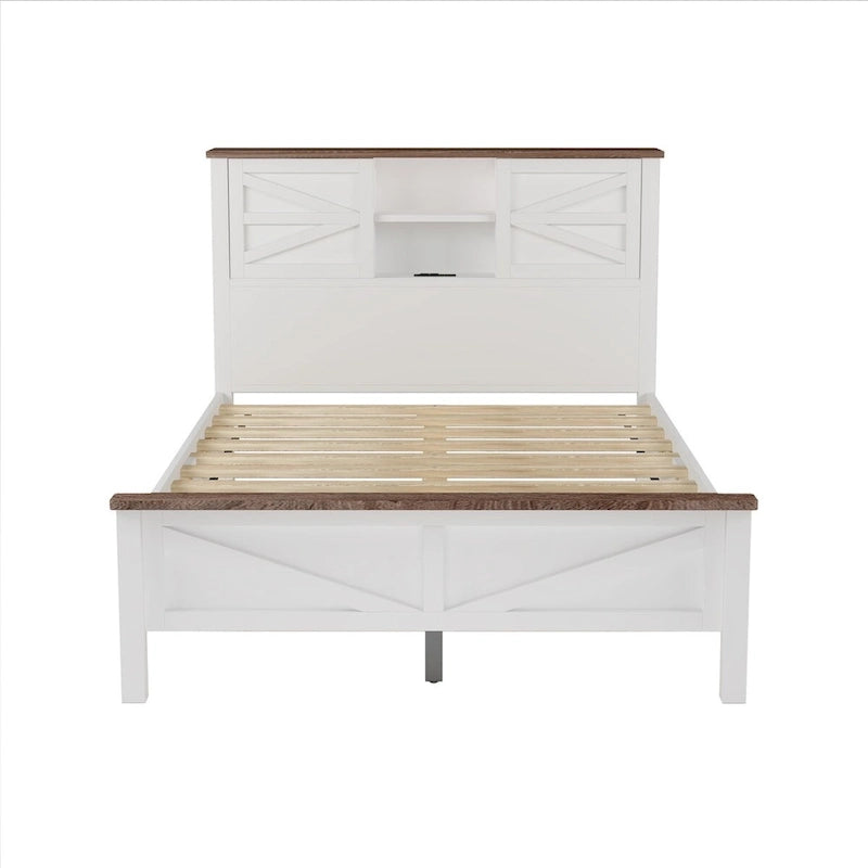 Ensembles de chambre à coucher 3 pièces Lit plateforme queen size avec table de chevet et commode de rangement