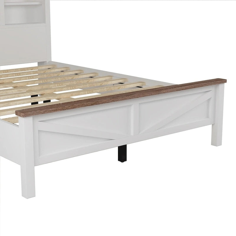Ensembles de chambre à coucher 3 pièces Lit plateforme queen size avec table de chevet et commode de rangement