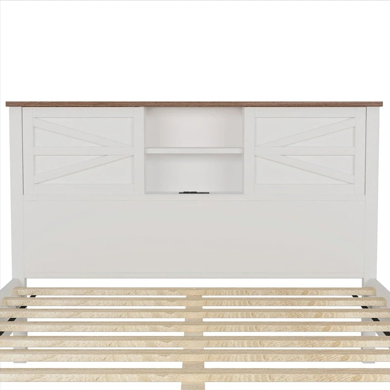 Ensembles de chambre à coucher 3 pièces Lit plateforme queen size avec table de chevet et commode de rangement