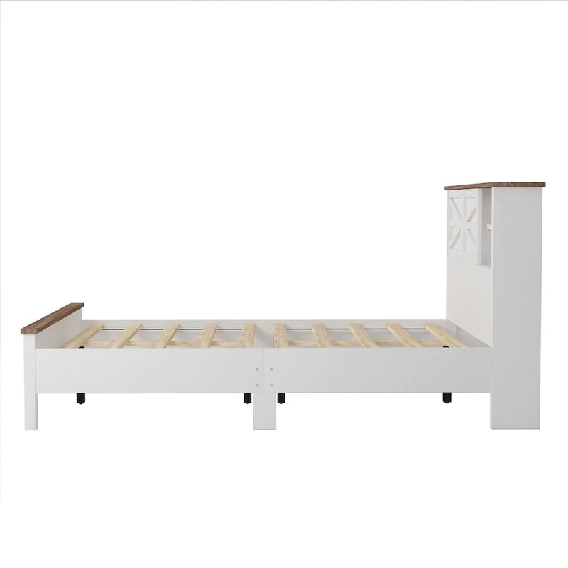 Ensembles de chambre à coucher 3 pièces Lit plateforme queen size avec table de chevet et commode de rangement