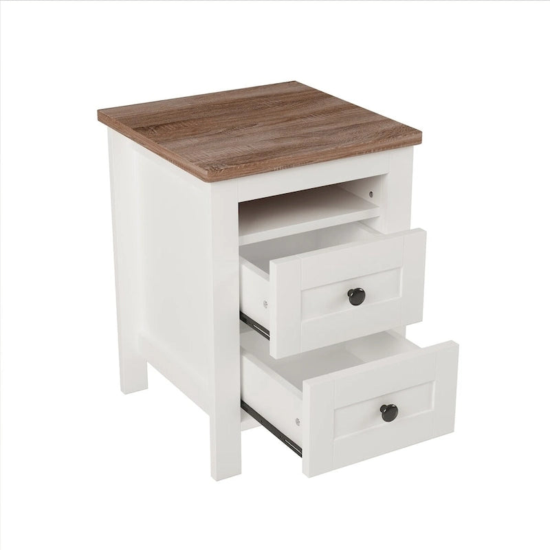 Ensembles de chambre à coucher 3 pièces Lit plateforme queen size avec table de chevet et commode de rangement