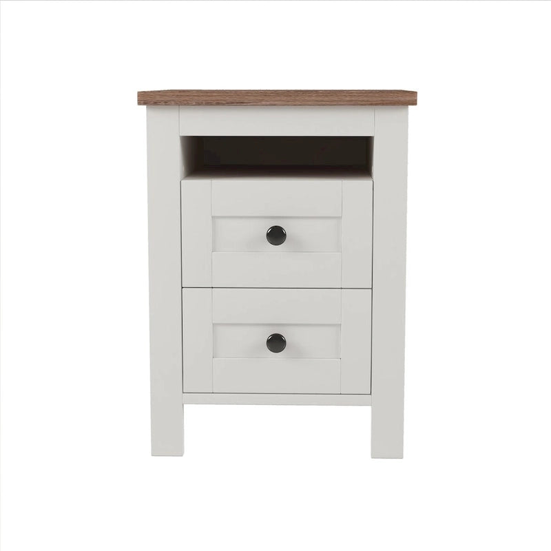 Ensembles de chambre à coucher 3 pièces Lit plateforme queen size avec table de chevet et commode de rangement