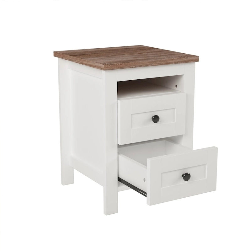 Ensembles de chambre à coucher 3 pièces Lit plateforme queen size avec table de chevet et commode de rangement