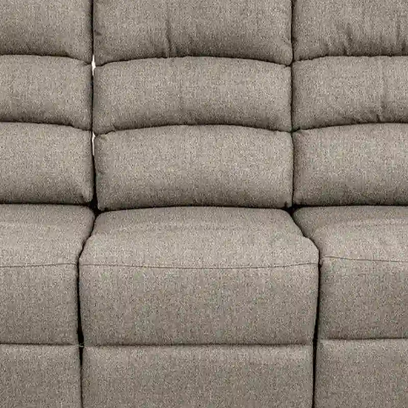 Canapé inclinable manuel de 74 po — 3 places, tissu toile de jute marron, construction en bois massif