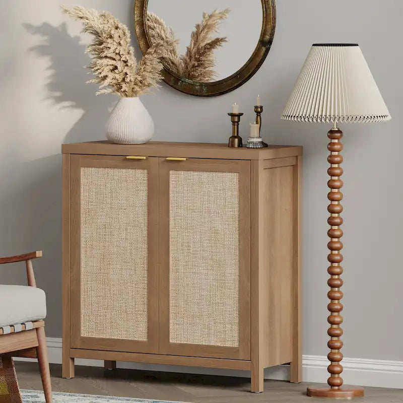 Buffet en rotin tressé à double porte (ensemble de 2 pièces)