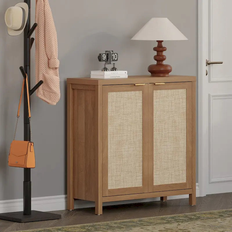Buffet en rotin tressé à double porte (ensemble de 2 pièces)