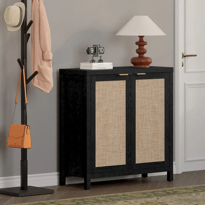Buffet en rotin tressé à double porte (ensemble de 2 pièces)