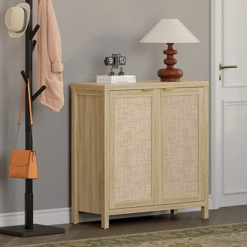 Buffet en rotin tressé à double porte (ensemble de 2 pièces)