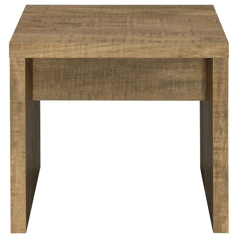 Table d'appoint de 61 cm — Texture sciée brute, bois massif, finition brun naturel