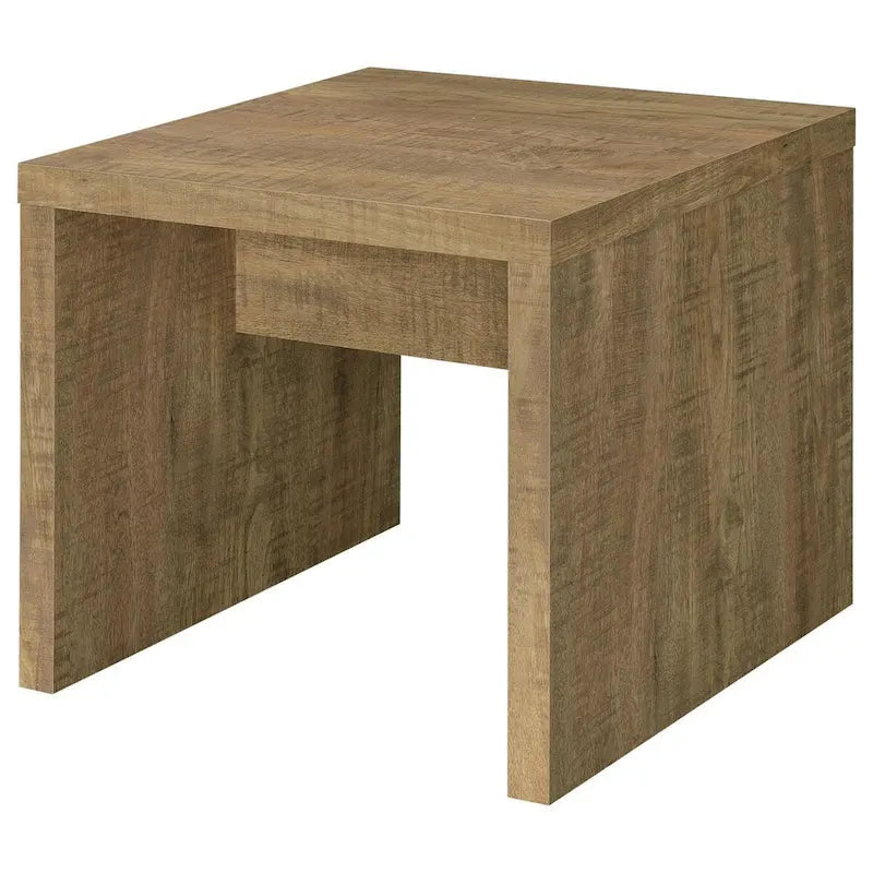 Table d'appoint de 61 cm — Texture sciée brute, bois massif, finition brun naturel