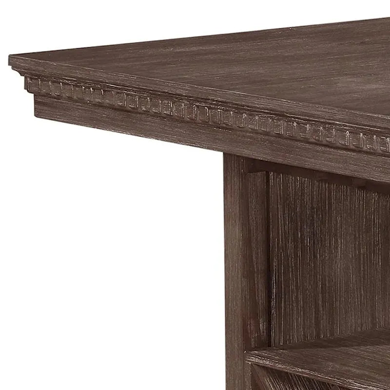 Table de salle à manger hauteur comptoir de 54 po (avec porte-bouteilles) — En bois, Brun chaud