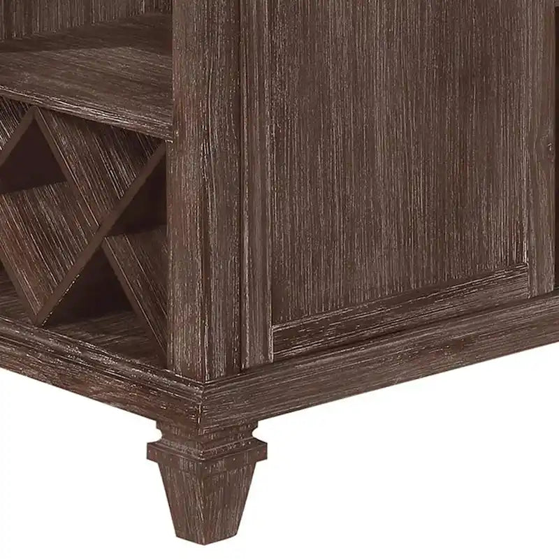 Table de salle à manger hauteur comptoir de 54 po (avec porte-bouteilles) — En bois, Brun chaud