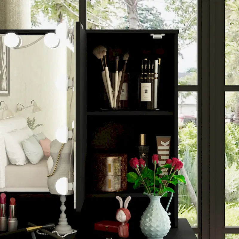 Coiffeuse 3 miroirs élégante avec 9 tiroirs de rangement