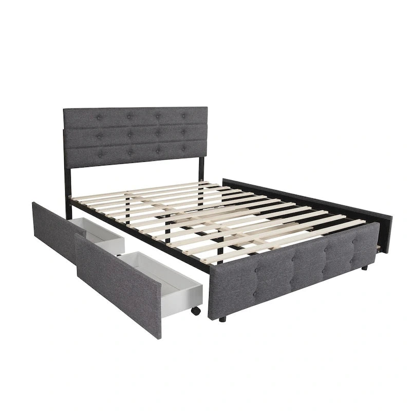 Lit gigogne en tissu de lin