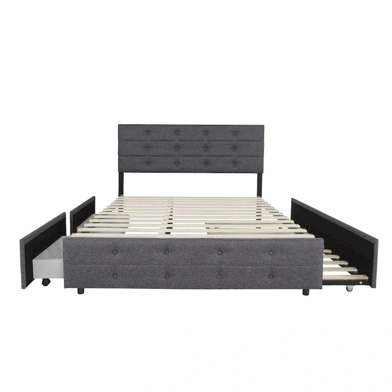 Lit gigogne en tissu de lin