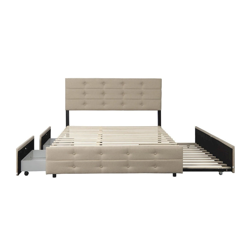 Lit gigogne en tissu de lin