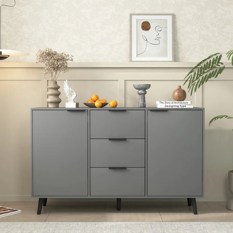 Bahut de buffet avec rangement, meuble de bar à café en bois, 3 tiroirs et 2 portes, armoire de buffet