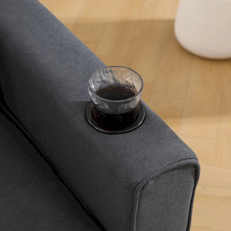 Canapé-lit rembourré de style japonais — Fonction couchage gigogne, Plusieurs options de couleurs disponibles, Canapé deux places capitonné pliable, Porte-gobelets intégrés