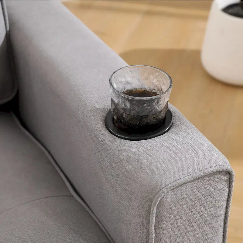 Canapé-lit rembourré de style japonais — Fonction couchage gigogne, Plusieurs options de couleurs disponibles, Canapé deux places capitonné pliable, Porte-gobelets intégrés